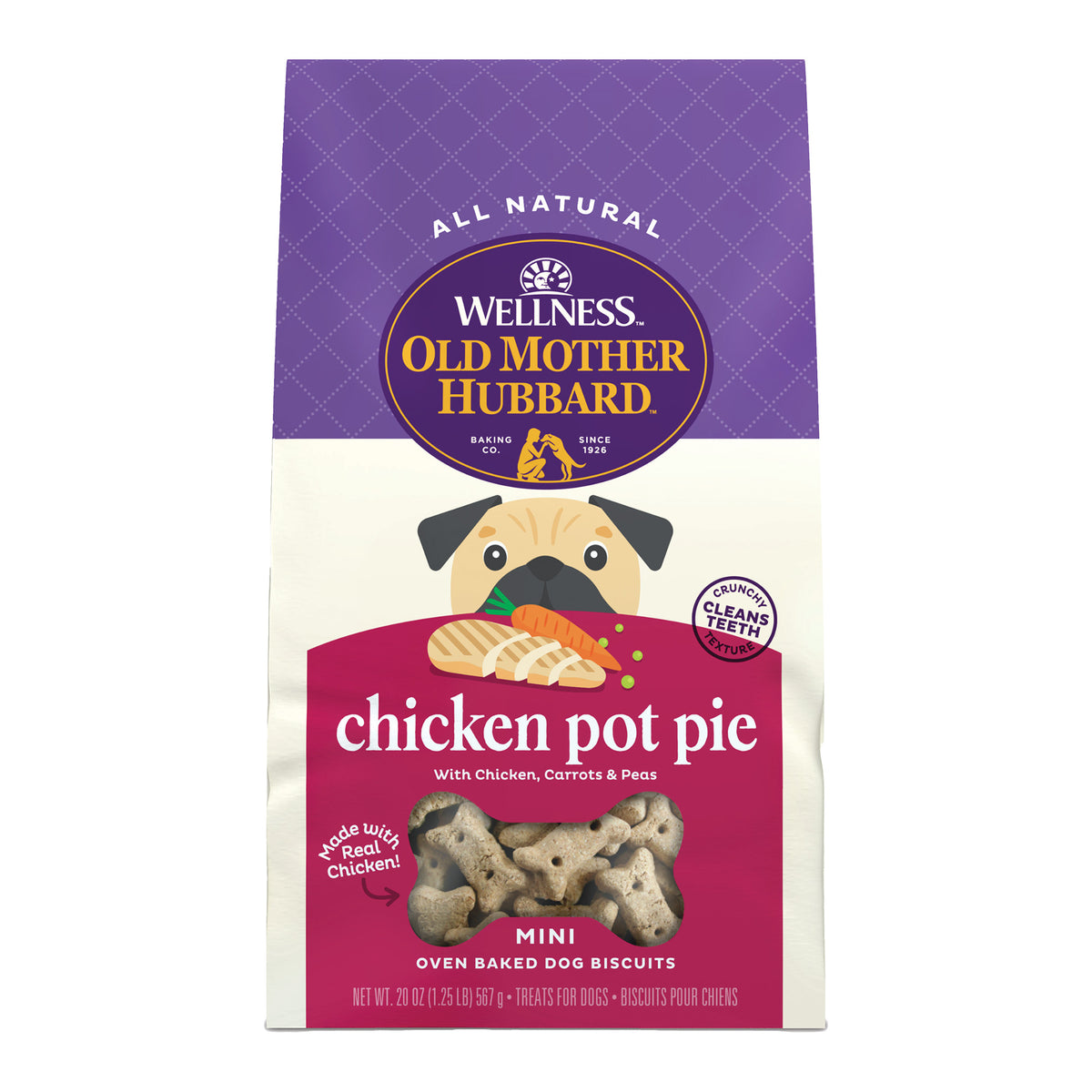 Wellness Old Mother Hubbard Chicken Pot Pie Dog Biscuits, Natural, Training Treats, Chicken Pot Pie Flavor, Mini Size, (20 Ounce Bag)