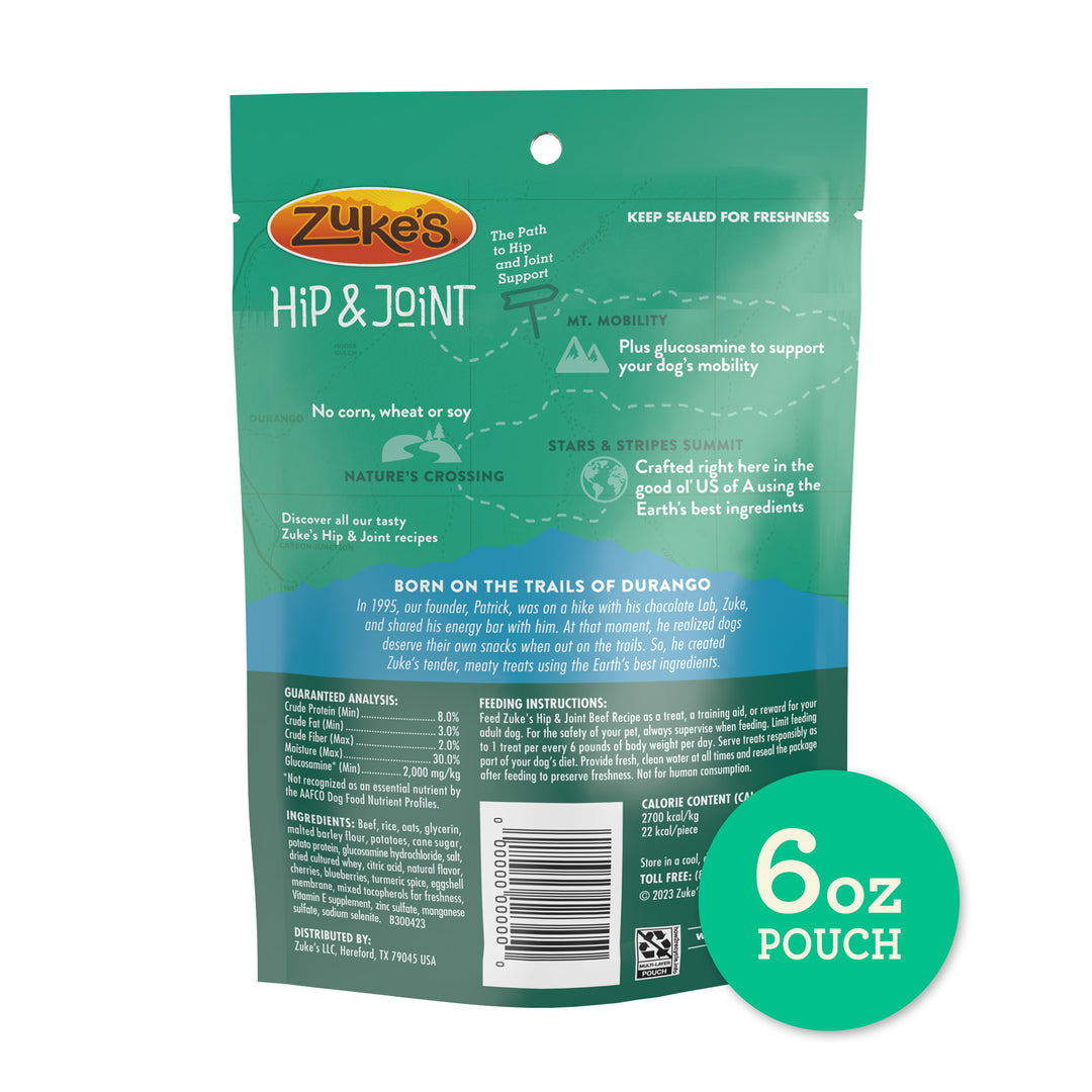 Zukes Hip Action Beef Dog Treats 6 oz back