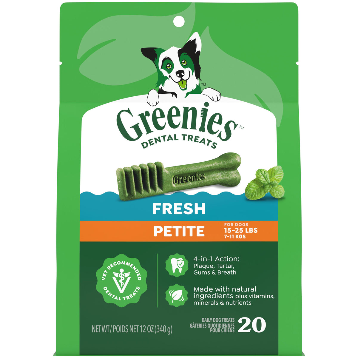 Greenies Freshmint Petite Dental Dog Treats 12oz bag