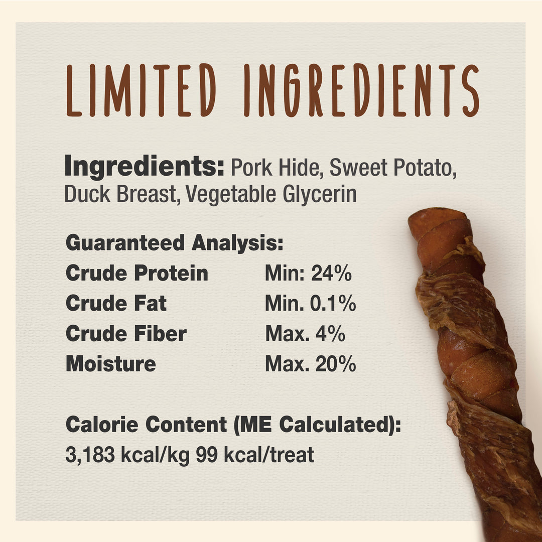 Cadet Gourmet Triple Chews Pork Hide Twists Duck &amp; Sweet Potato (6 Count)