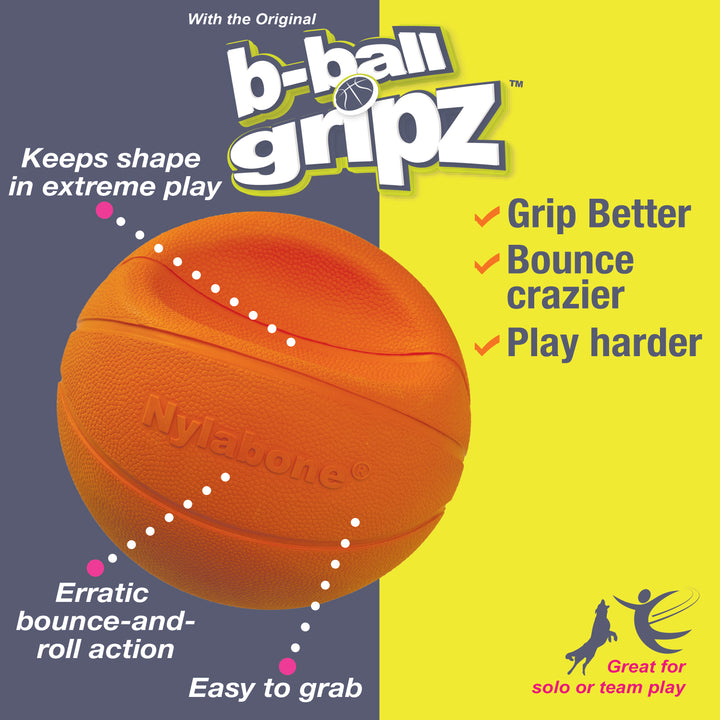 Nylabone Power Play B-Ball Gripz Basketball Dog Toy Medium 4.5 Inch (1 Count)