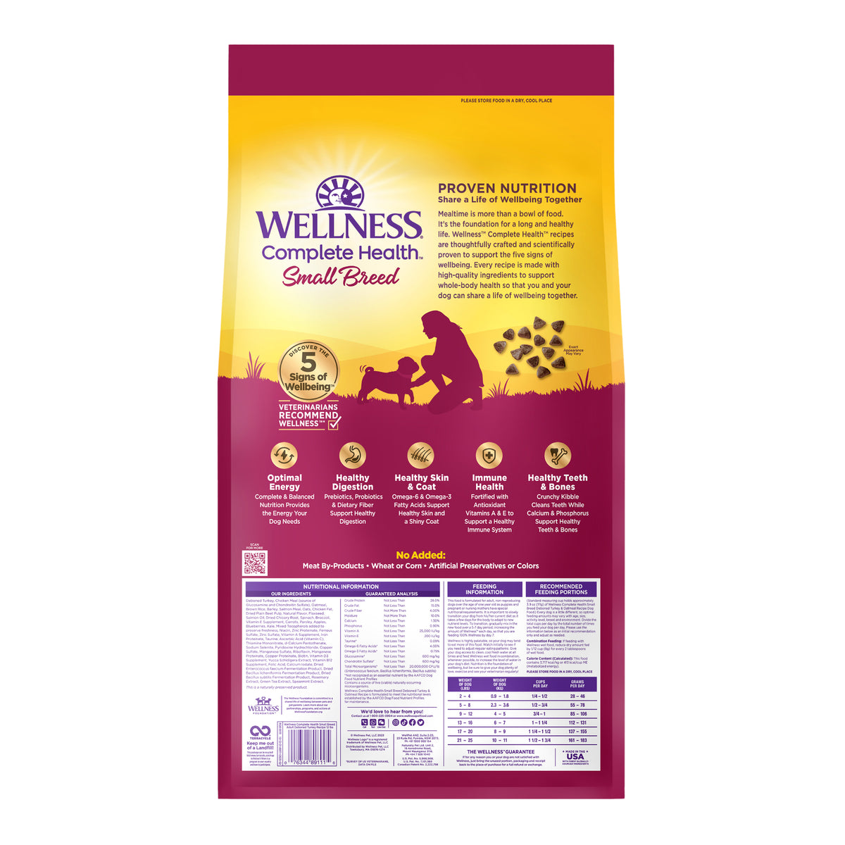 Wellness Complete Health Dry Dog Food, Small Breed, Wholesome Grains, Natural, Turkey & Oatmeal Recipe, (12-Pound Bag)