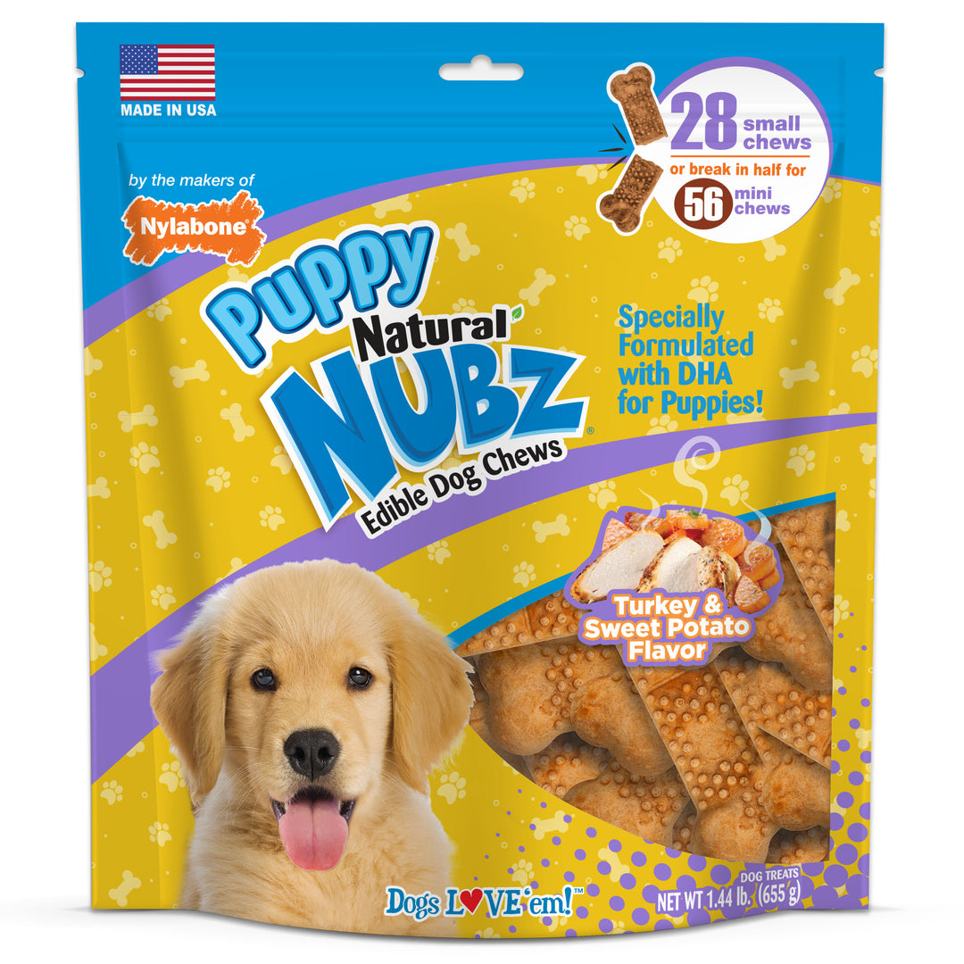 Nylabone Nubz Turkey &amp; Sweet Potato Puppy Chew Treats Small (28 Count)