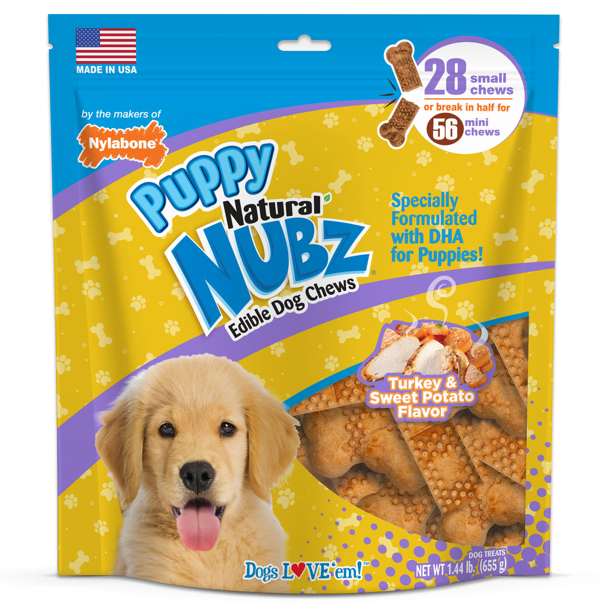 Nylabone Nubz Turkey & Sweet Potato Puppy Chew Treats Small (28 Count)