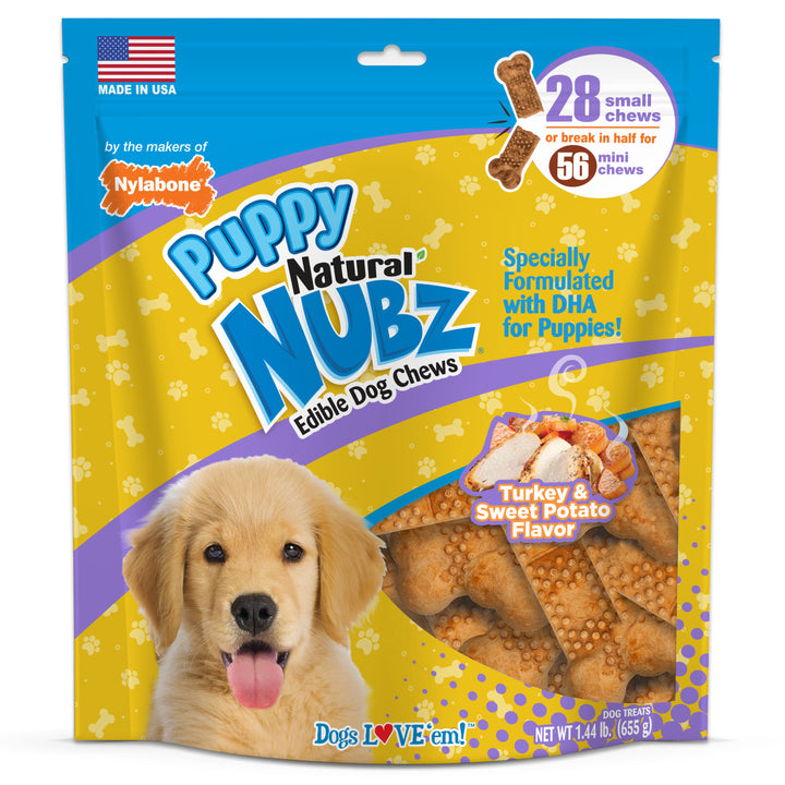 Nylabone Nubz Turkey &amp; Sweet Potato Puppy Chew Treats Small (28 Count)