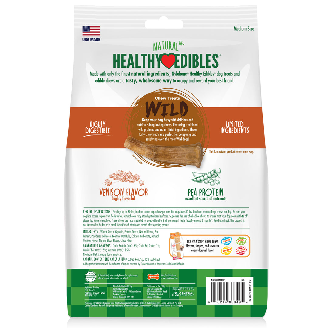 Nylabone Healthy Edibles WILD All-Natural Long Lasting Antler Chew Treats Venison Large (10 Count)
