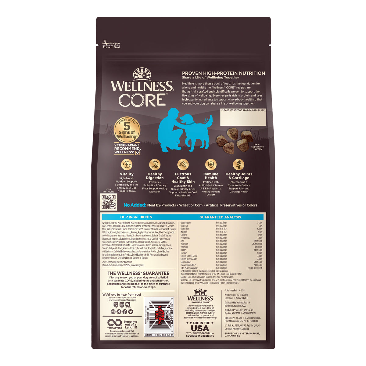 Wellness CORE Dry Dog Food, Grain-Free, High Protein, Natural, Ocean Whitefish, Herring Meal, & Salmon Meal Recipe, (4-Pound Bag)