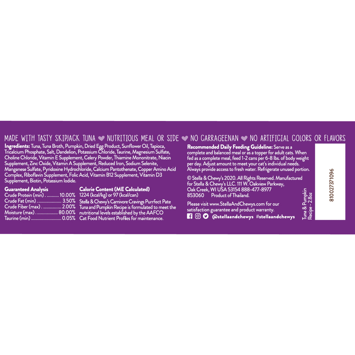 Carnivore Cravings Purrfect Pate Tuna & Pumpkin - 2.8 oz