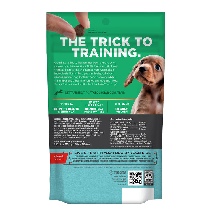 Cloudstar Tricky Trainers Mini Lamb Puppy Treats 5 oz - back