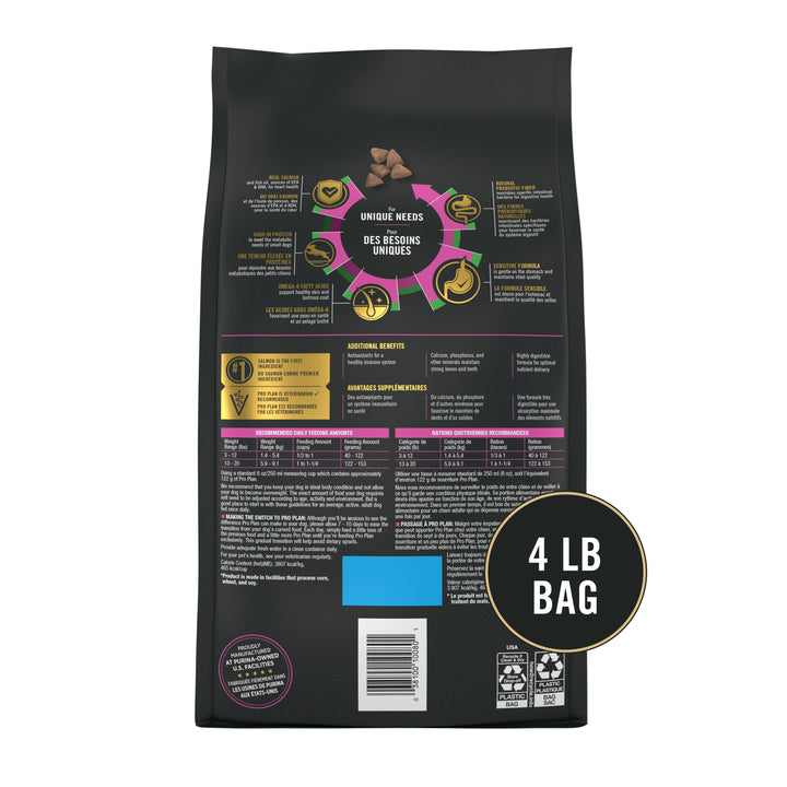 Pro Plan Sensitive Skin Stomach Salmon Small Breed Dog 4 lb back