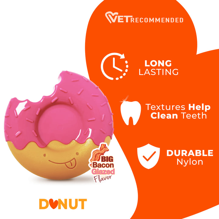 Nylabone Power Chew Donut Dog Chew Toy Bacon Glazed Large (1 Count)