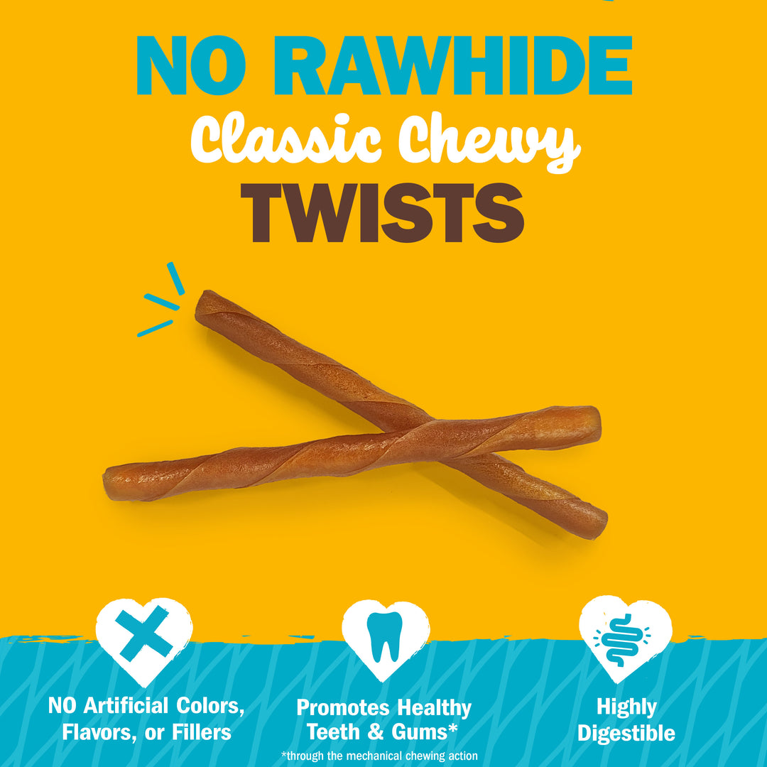 Cadet Chewalicious Rawhide-Free Natural Classic Chewy Twists Peanut Butter (15 Count)
