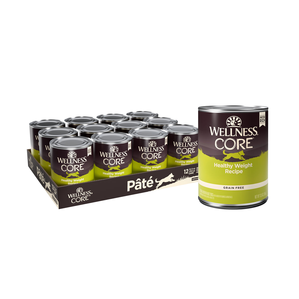 Wellness CORE Natural Wet Grain Free Canned Weight Management Dog Food, 12.5-Ounce Can (Pack of 12)