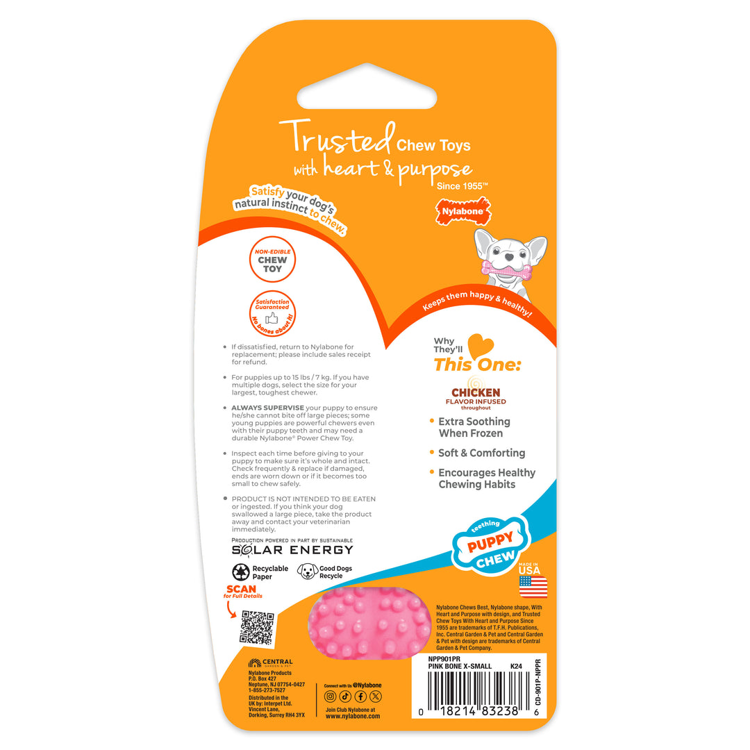 Nylabone Puppy Chew Textured Teething Bone Dog Chew Toy Chicken X-Small (1 Count)