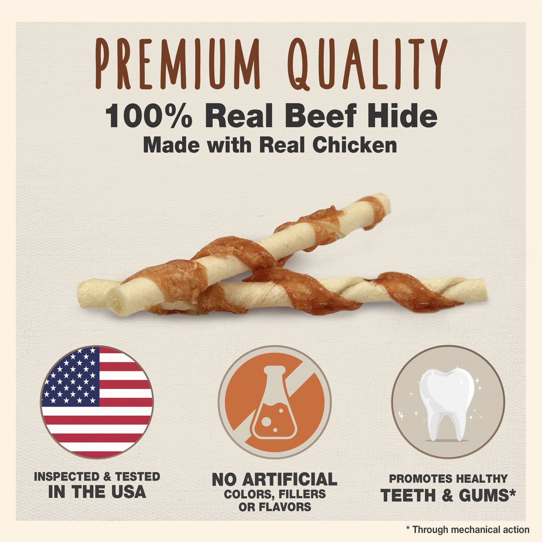 Cadet Gourmet Beef Hide &amp; Chicken Twists Sticks 4 Ounce (14 Count)