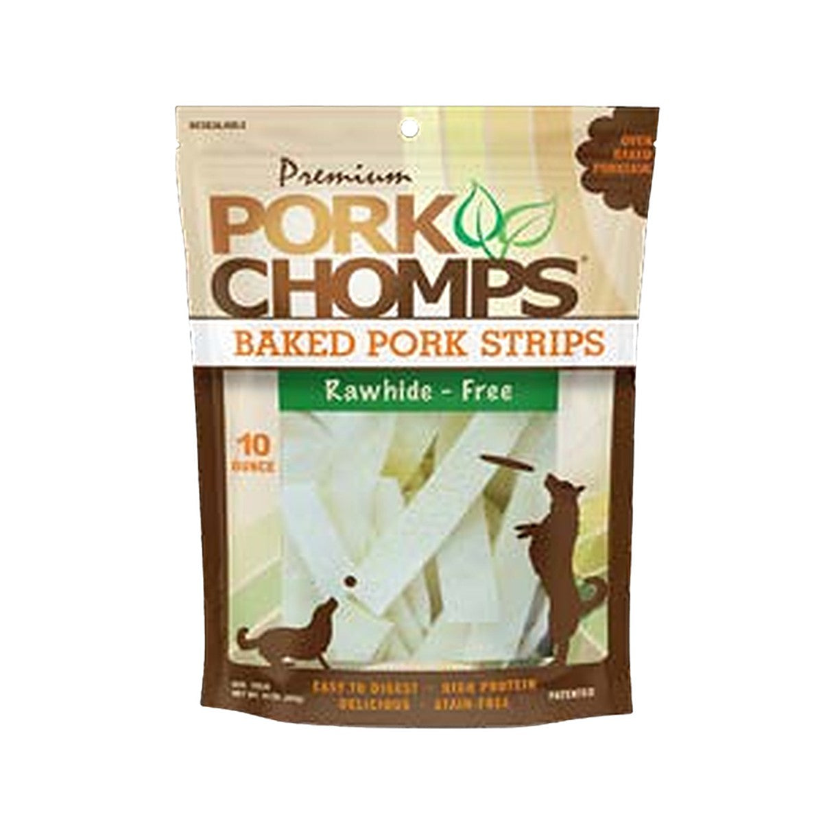 Pork Chomps 4 to 5in Baked Pork Strips 10oz