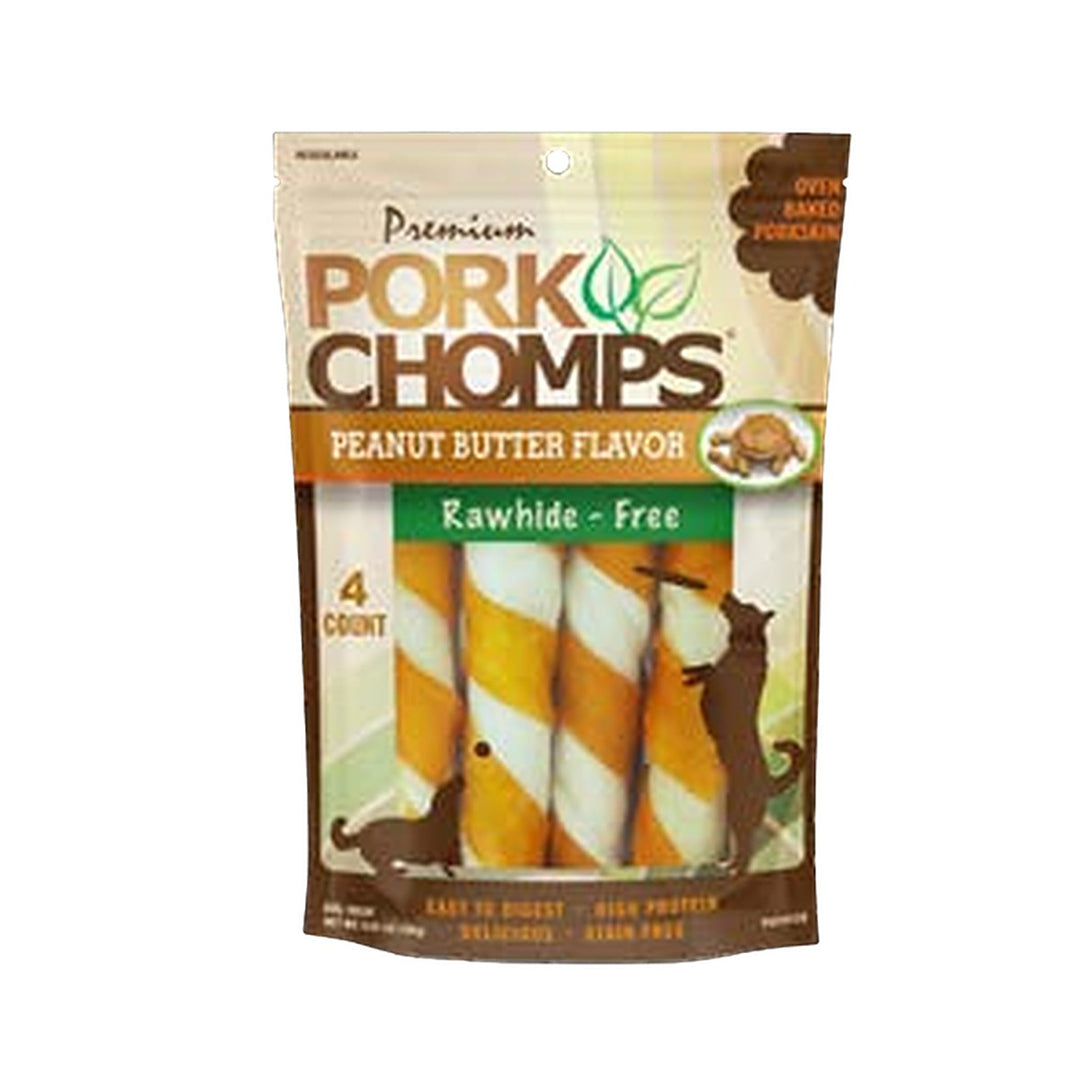 Pork Chomps 6in Peanut Butter Flavor Twists 4ct