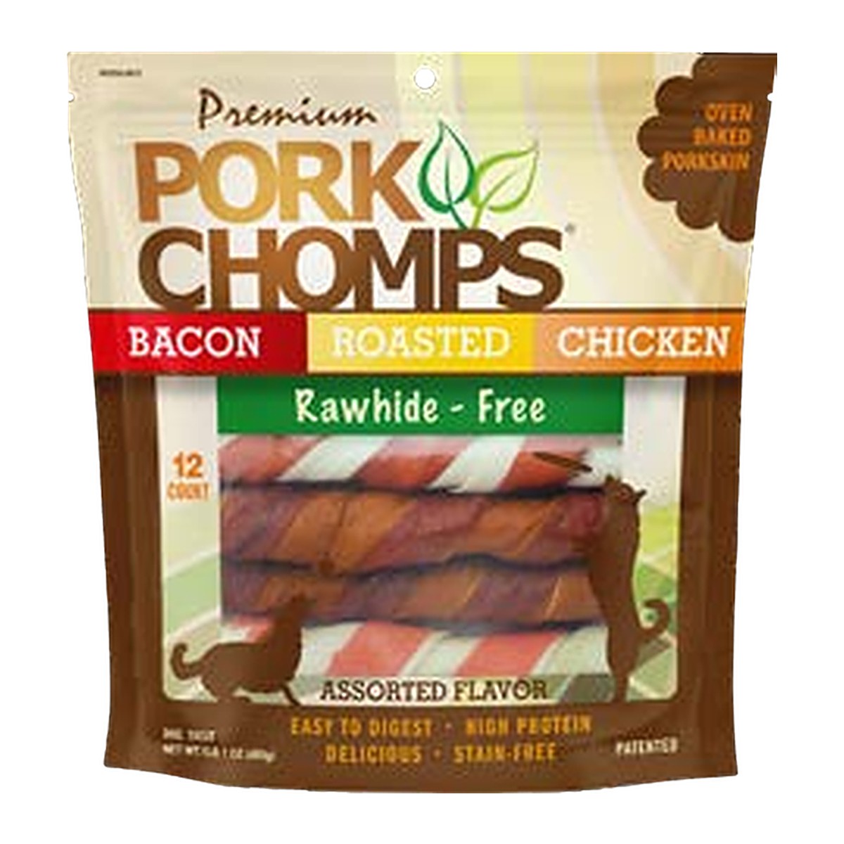 Pork Chomps 6in Assorted Flavor Twists 12ct