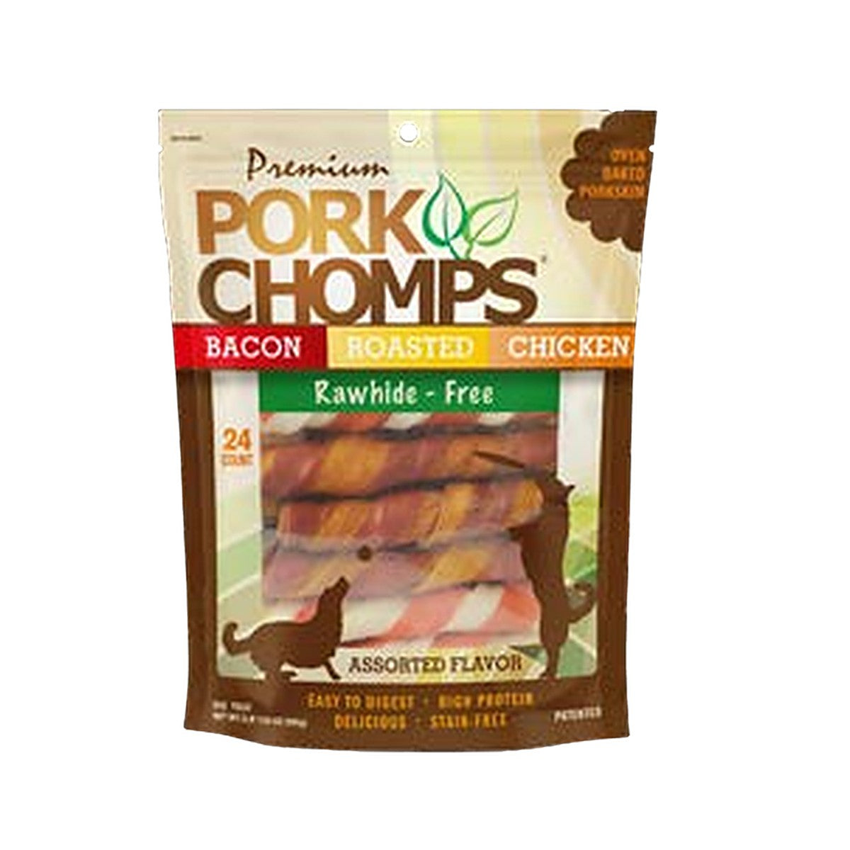 Pork Chomps 6in Assorted Flavor Twists 24ct