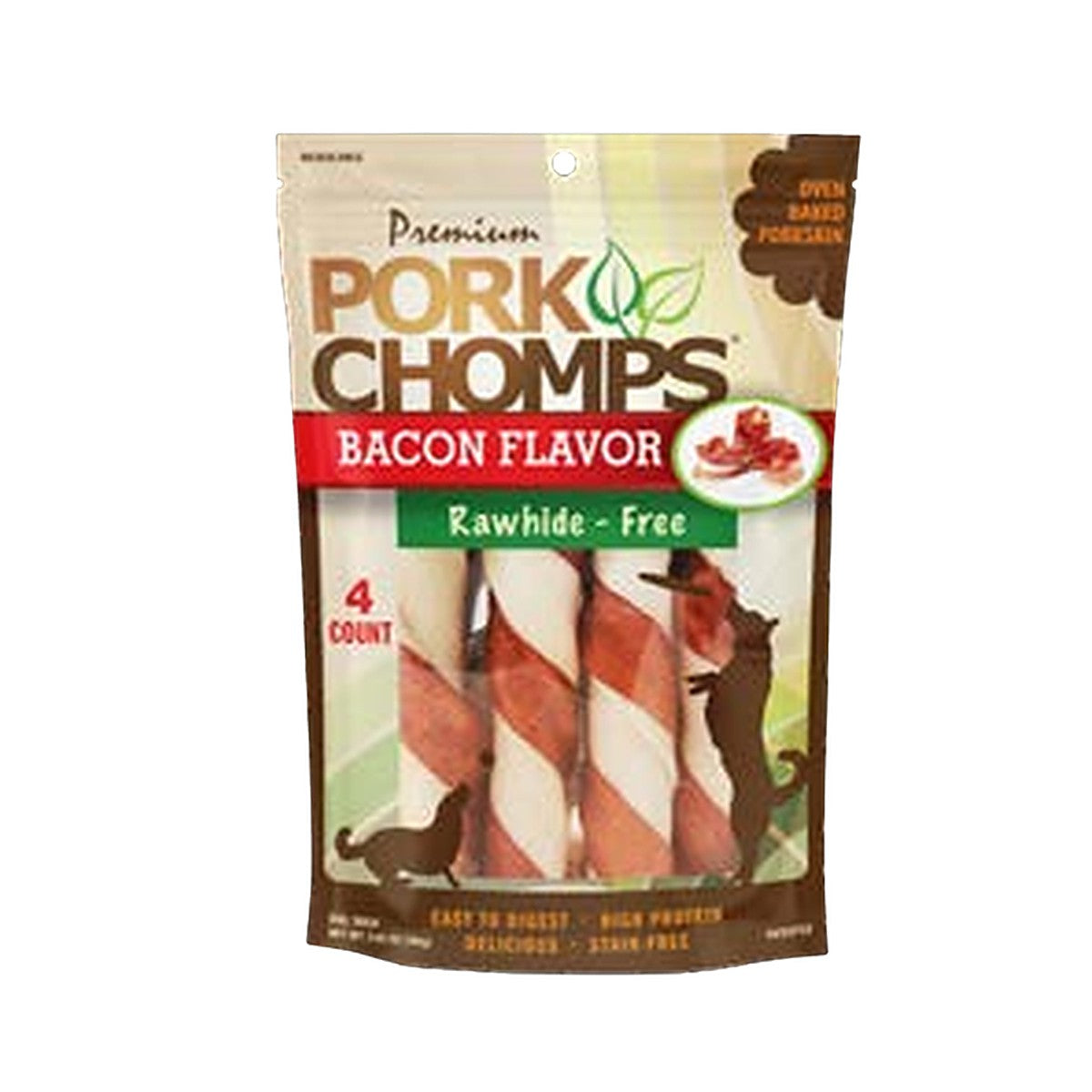 Pork Chomps 6in Bacon Flavor Twists 4ct