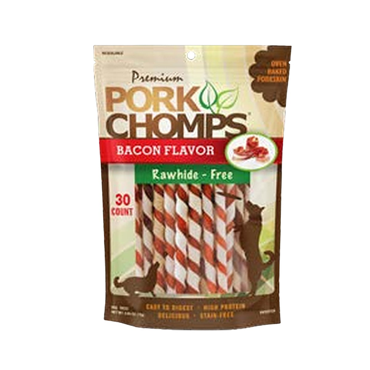 Pork Chomps 5in Bacon Flavor Mini Twists 30ct