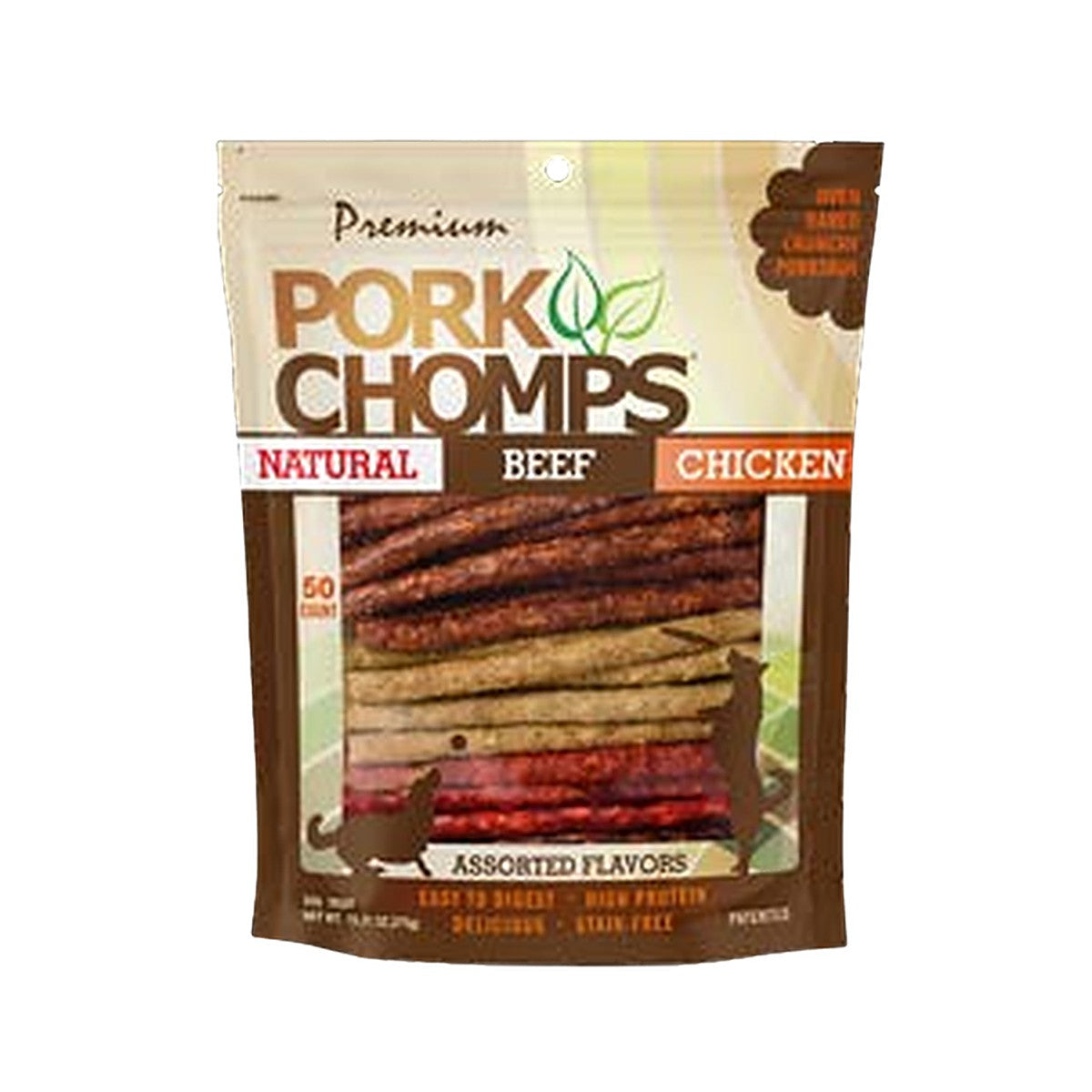 Pork Chomps 4 to 5in Assorted Munchy Sticks 50ct
