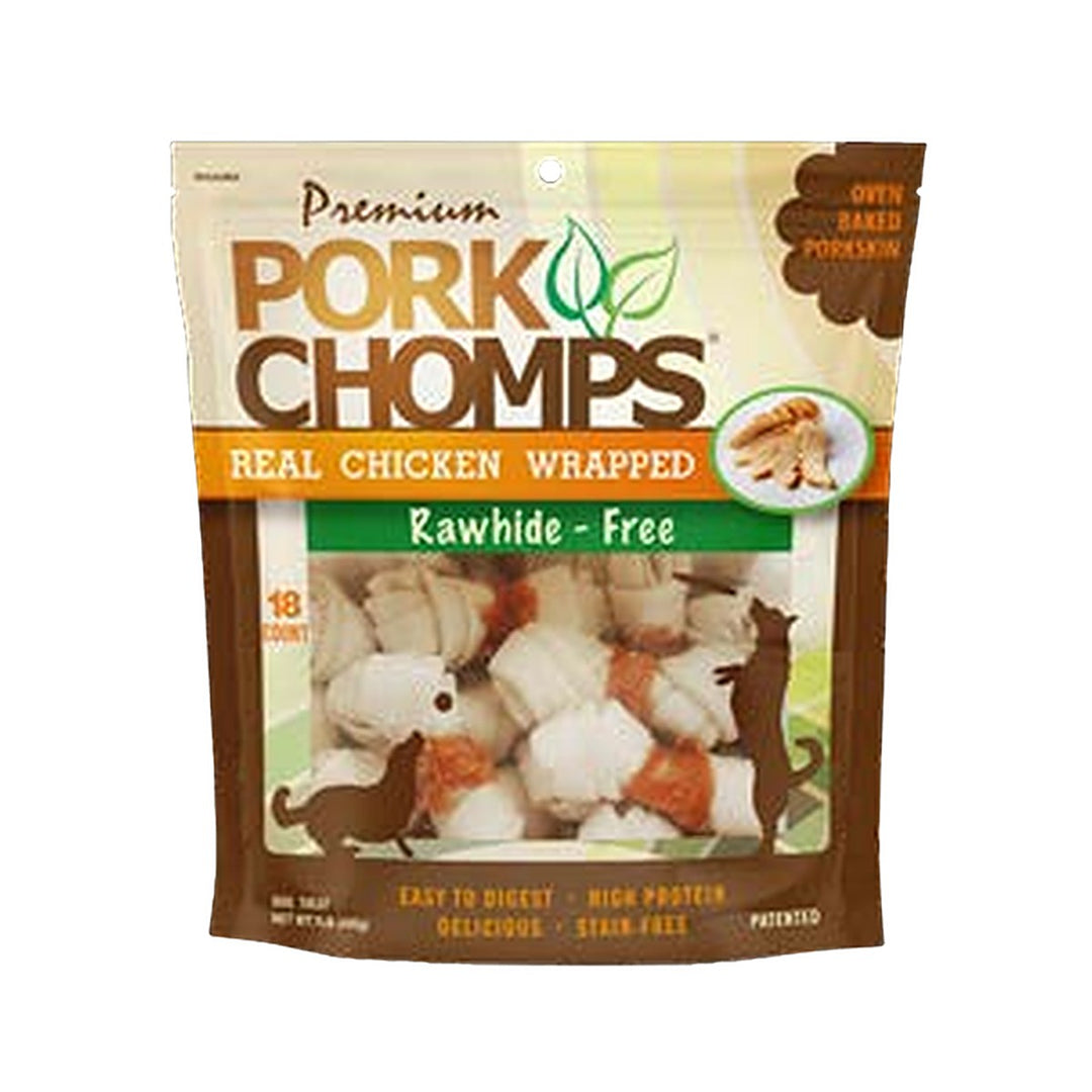 Pork Chomps 3 to 4in Chicken Wrapped Mini Knots 18ct