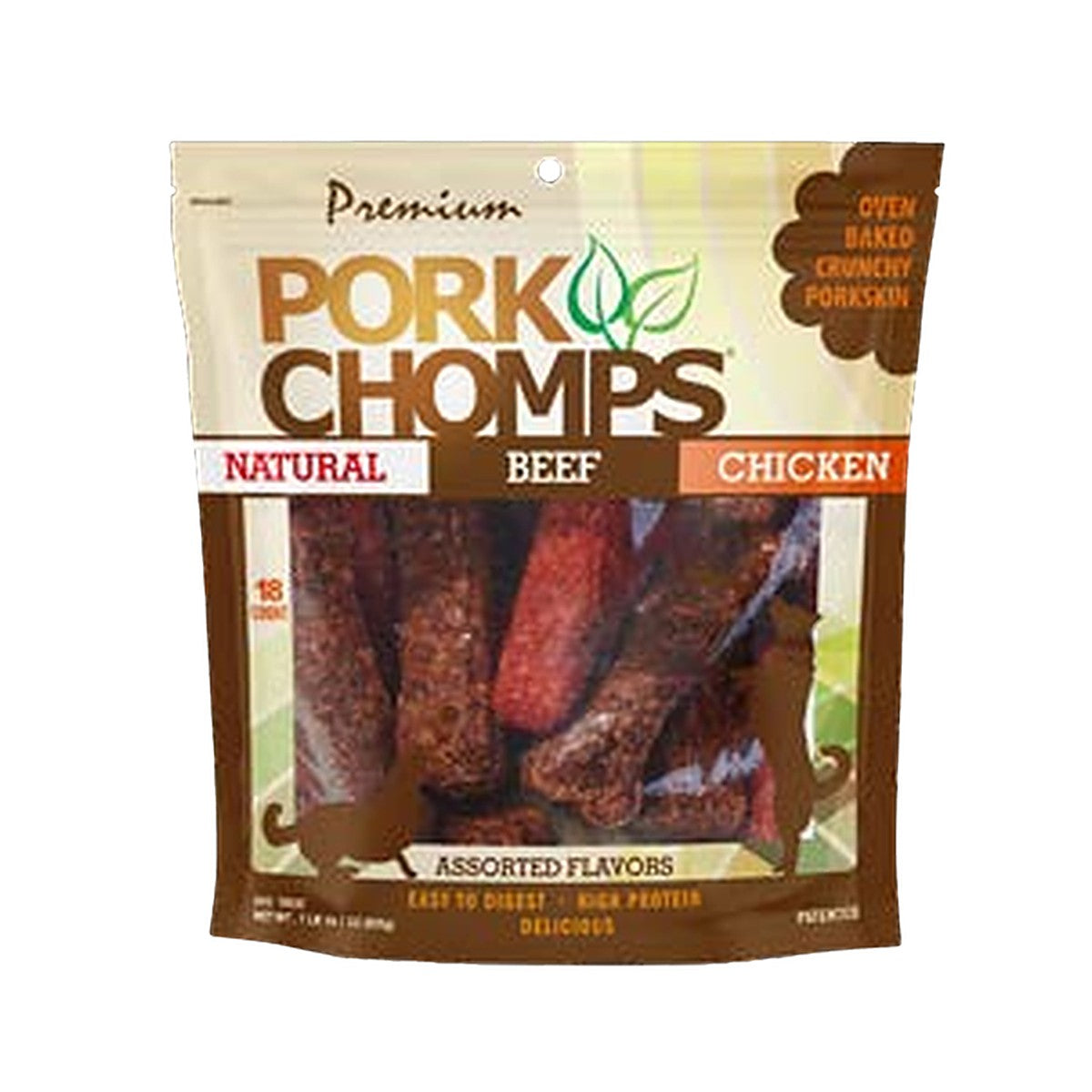 Pork Chomps 4in Assorted Crunchy Bonez 18ct