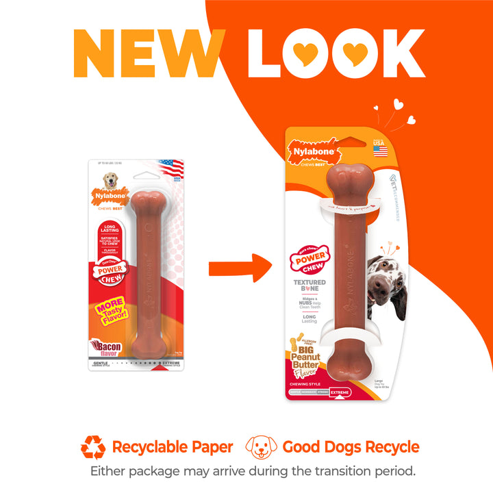Nylabone Power Chew Original Bone Dog Chew Toy Bacon Large (1 Count)