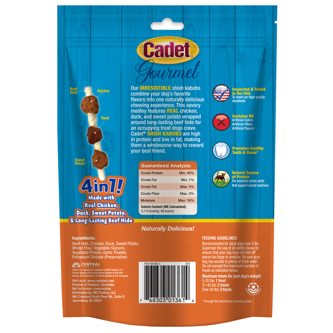 Cadet Gourmet Beef Hide Shish Kabob Dog Treats 4 Ounce