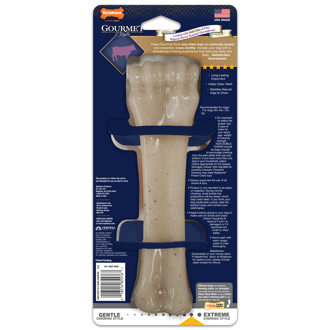Nylabone Strong Chew Gourmet Style Knuckle Bone Dog Chew Toy Souper Filet Mignon X-Large (1 Count)