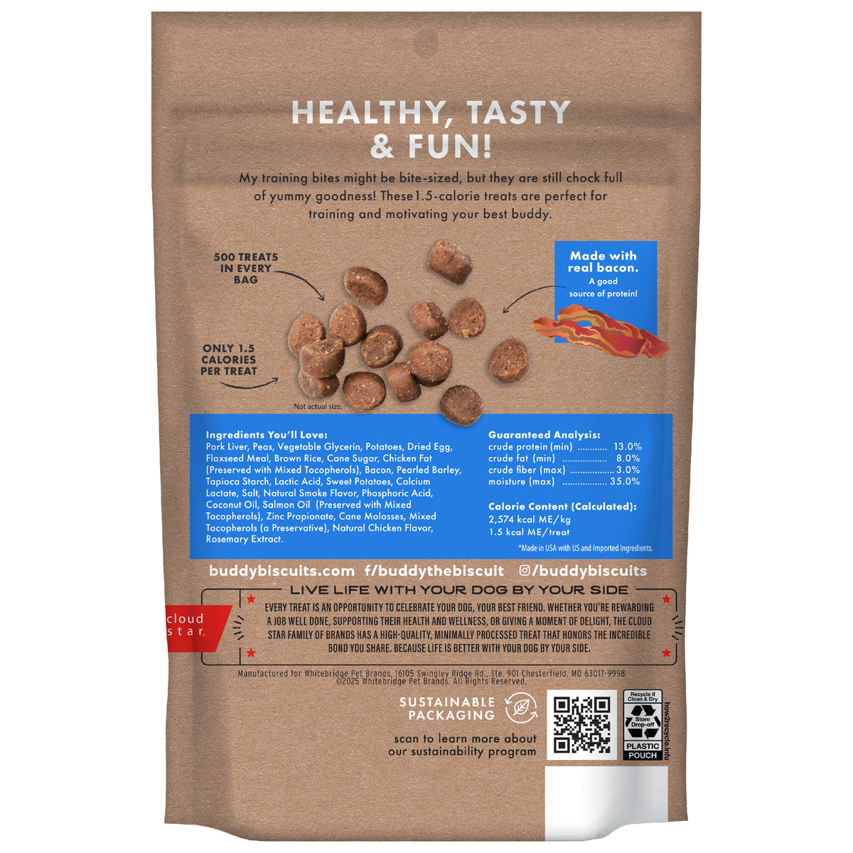 Buddy Trainers Training Dog Bites Bacon Flavor 10 oz - back