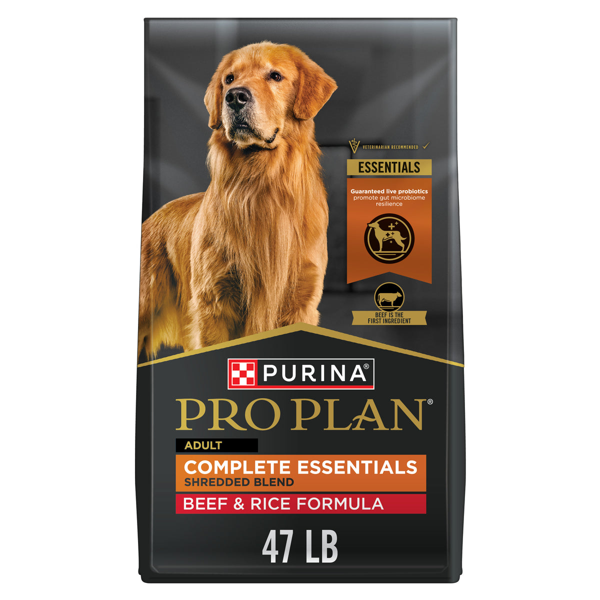 Pro Plan Complete Essentials Shredded Blend Beef Rice Dog 47 lb