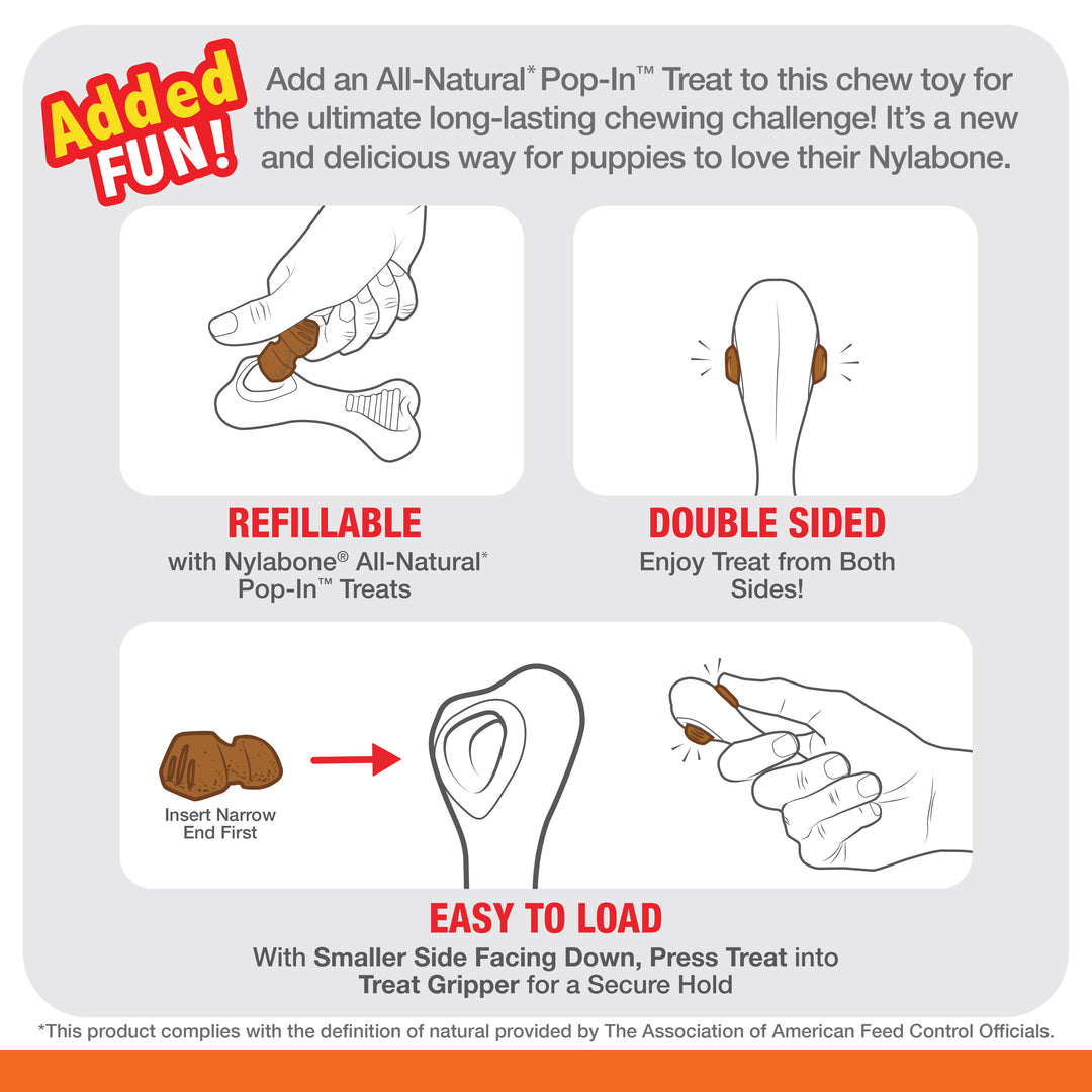 Nylabone Puppy Power Chew Knuckle Bone Pop-In Treat Toy &amp; Treat Combo Chicken X-Small (1 Count)
