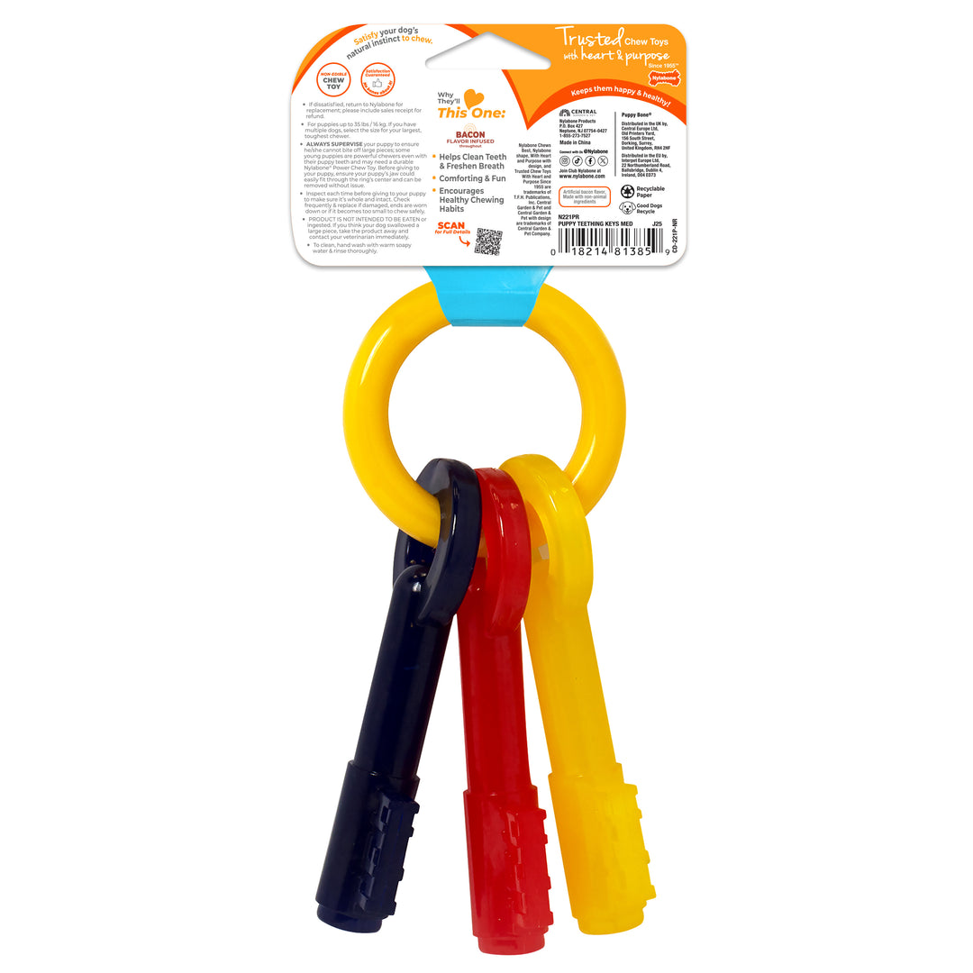 Nylabone Puppy Chew Teething Keys Dog Chew Toy Bacon Medium (1 Count)