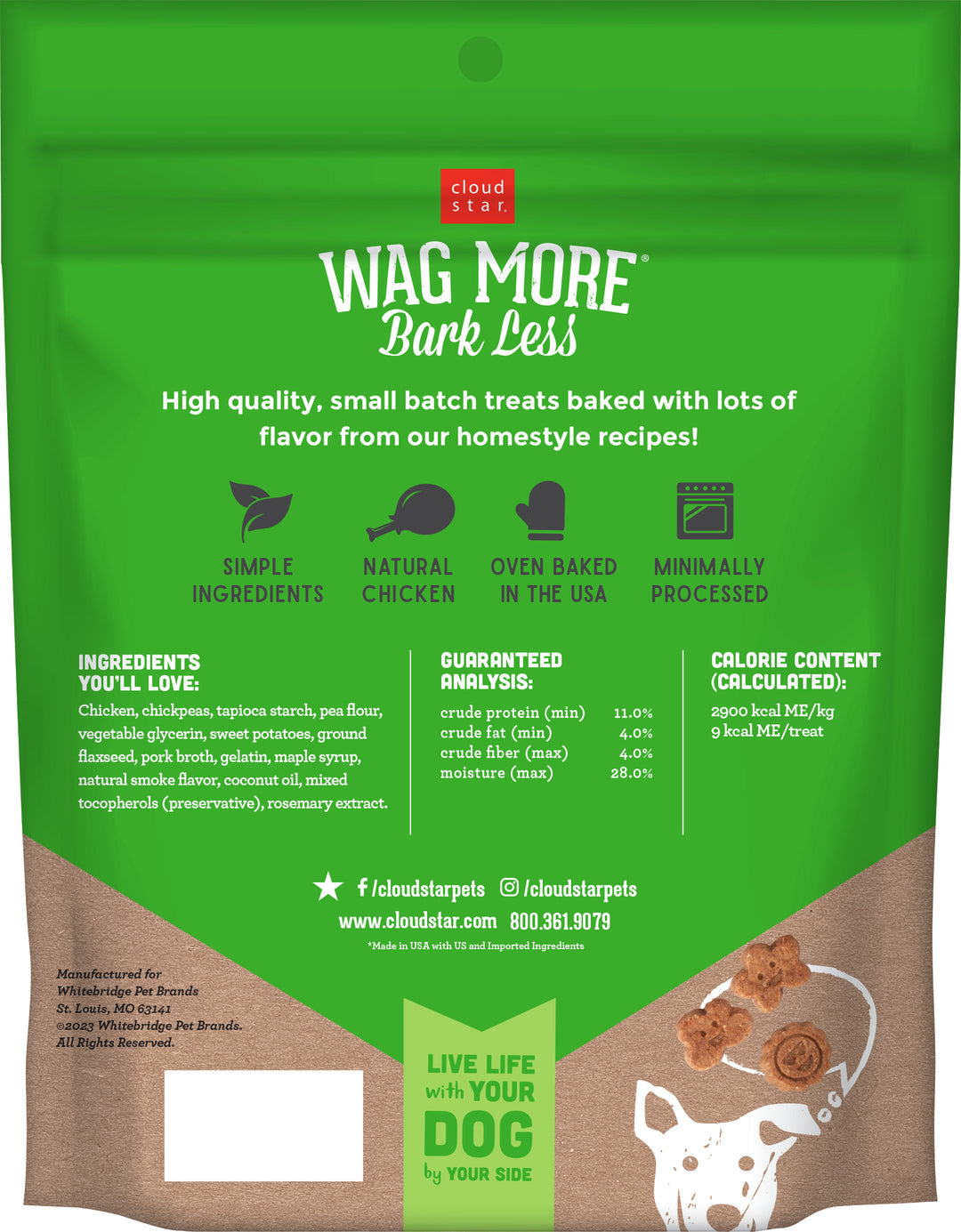 Cloud Star Wag More Bark Less GF Chicken &amp; Sweet Potato Chewy Treats - back