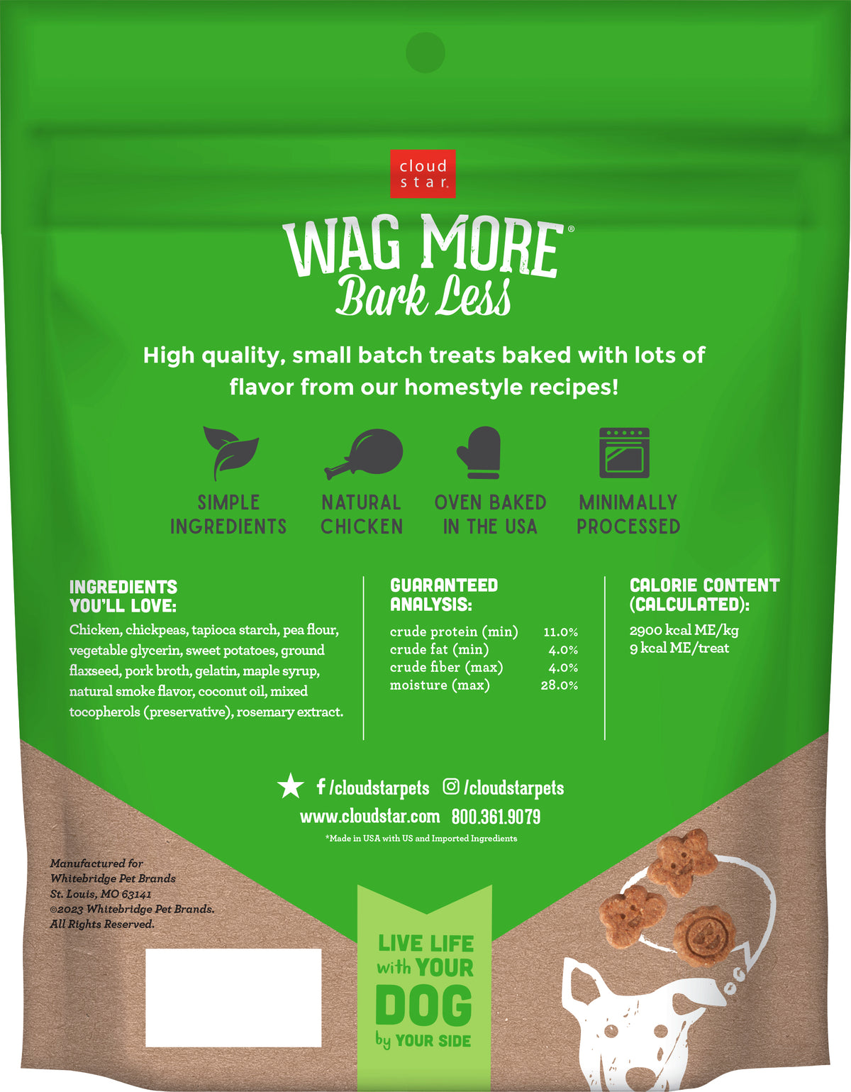 Cloud Star Wag More Bark Less GF Chicken & Sweet Potato Chewy Treats - back