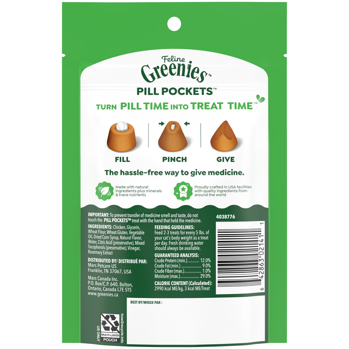 Greenies Chicken Feline Pill Pockets For Cats 1.6oz