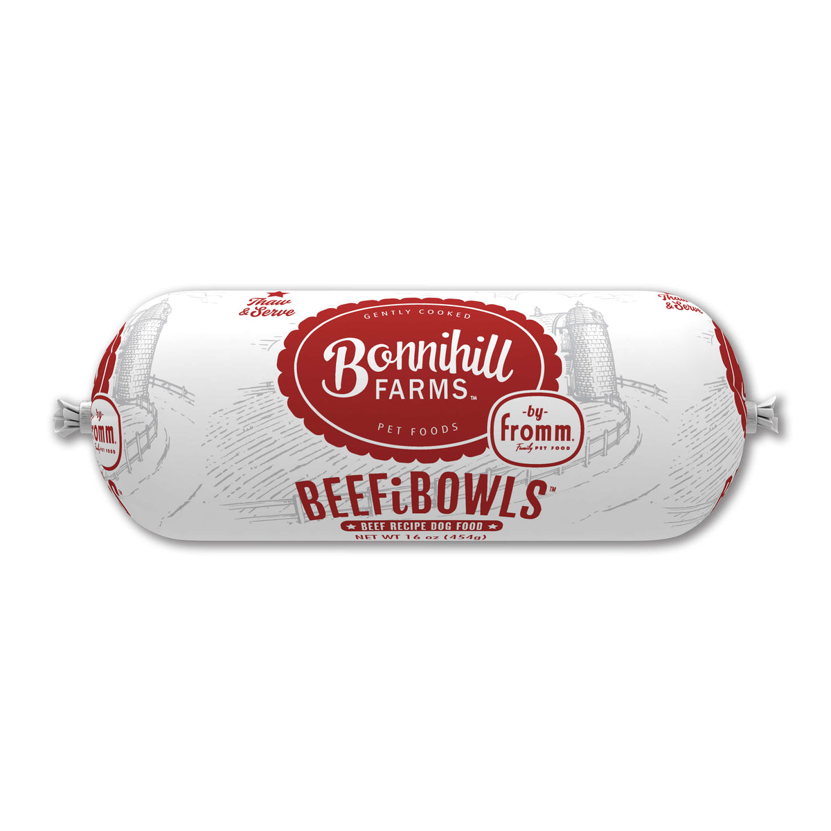 Fromm Bonnihill Farms BeefiBowls Beef Recipe Gently Cooked Frozen Dog Food 16 oz Chub