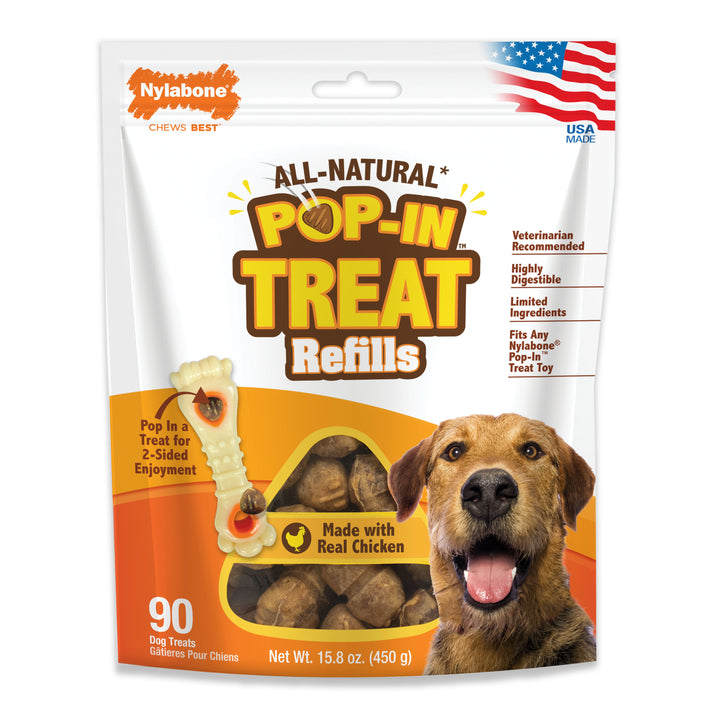 Nylabone All-Natural Pop-In Dog Treat Refills Chicken All Sizes (90 Count)