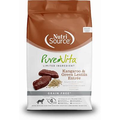 NutriSource PureVita Kangaroo and Green Lentils Grain Free Dry Dog Food 12 lbs