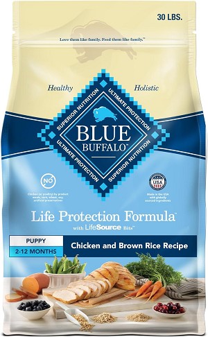 Blue Buffalo Life Protection Formula Puppy Dry Dog Food, Natural Ingredients, Chicken &amp; Brown Rice Recipe, With DHA &amp; ARA, 30 lb Bag
