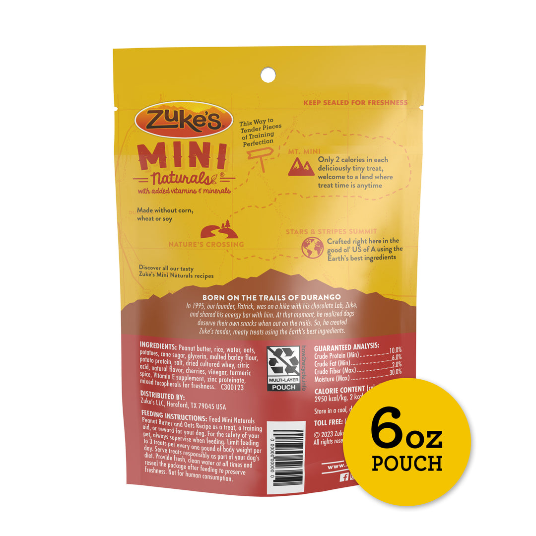 Zukes Mini Naturals Peanut Butter Oat Dog Treats 6 oz back