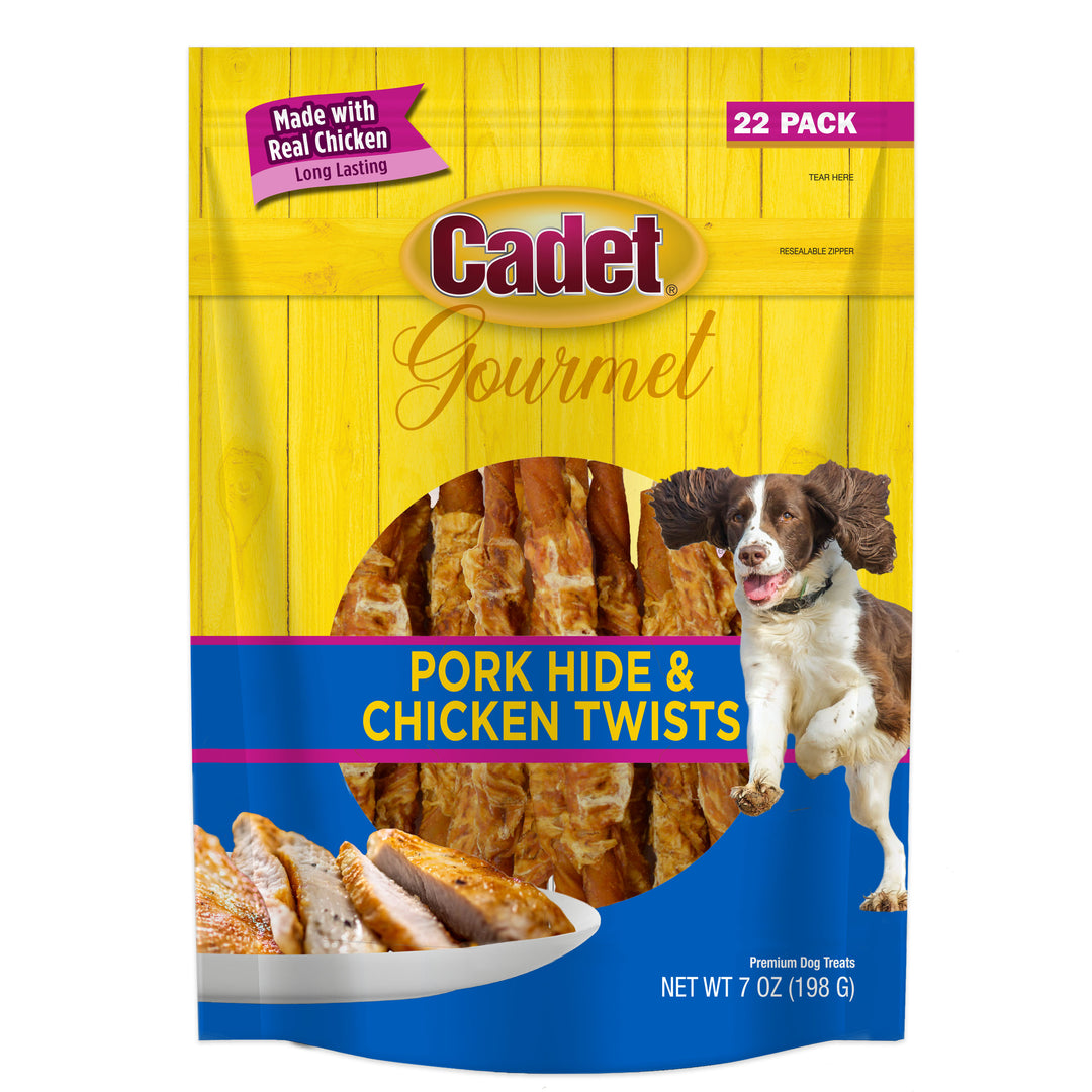 Cadet Gourmet Pork Hide &amp; Chicken Twist Sticks 5 Inch (22 Count)