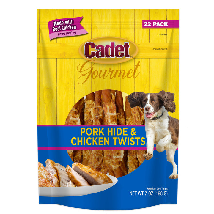 Cadet Gourmet Pork Hide &amp; Chicken Twist Sticks 5 Inch (22 Count)