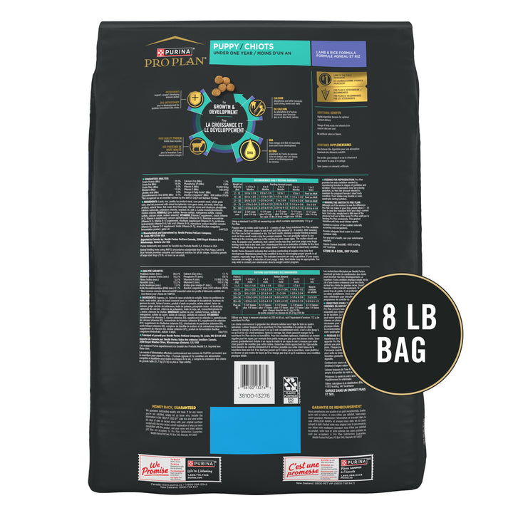 Pro Plan Puppy Lamb and Rice 18 lb back