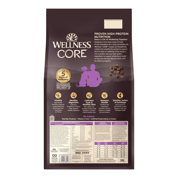 Wellness CORE Senior Dry Dog Food, Grain-Free, High Protein, Natural, Age Advantage Turkey &amp; Chicken Recipe, (24-Pound Bag)
