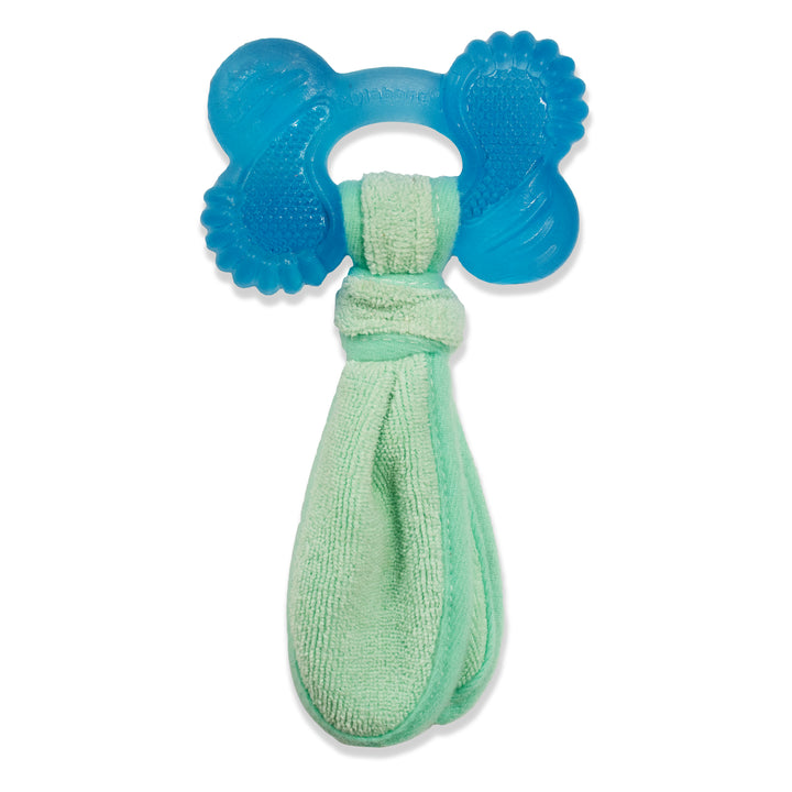 Nylabone Puppy Chew 2-in-1 Teething Freezer Bone Cloth Chew Toy Peanut Butter Blue Small (1 Count)