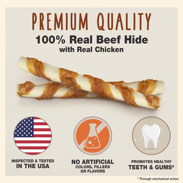 Cadet Gourmet Beef Hide &amp; Chicken Twists Sticks 10 Ounce (6 Count)