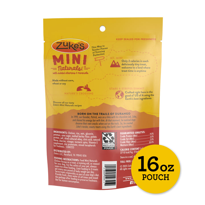 Zukes Mini Naturals Chicken Dog Treats 16 oz back